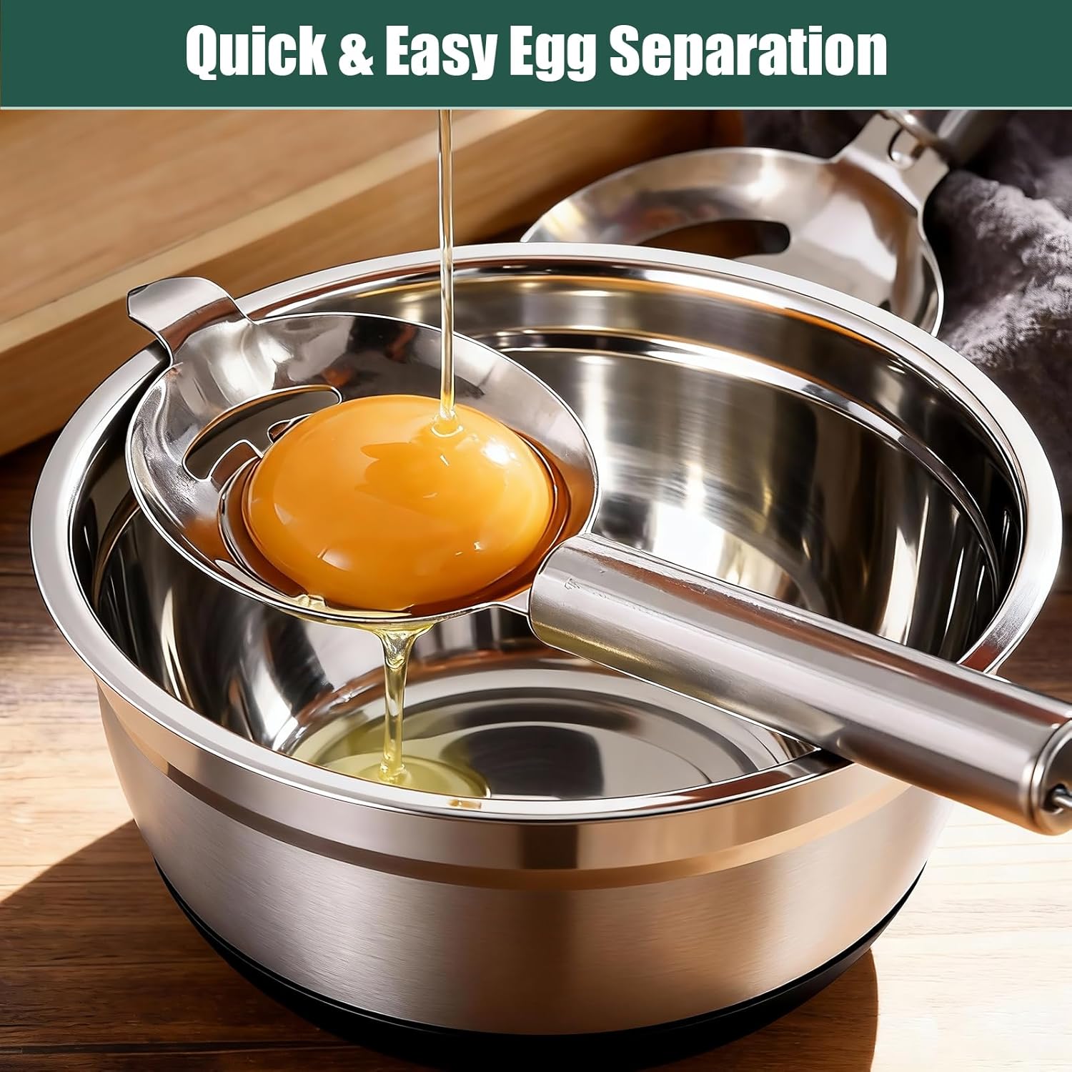 Stainless Steel Mixing Bowls Set with Lids & Silicone Base - 7-Piece Kitchen Gadgets Includes Colander, Grater, Egg