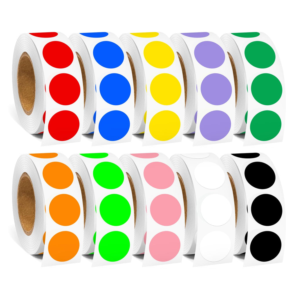 1/2 Inch 10 Colored Dot Stickers, 5000PCS Multi-Color Circle Labels