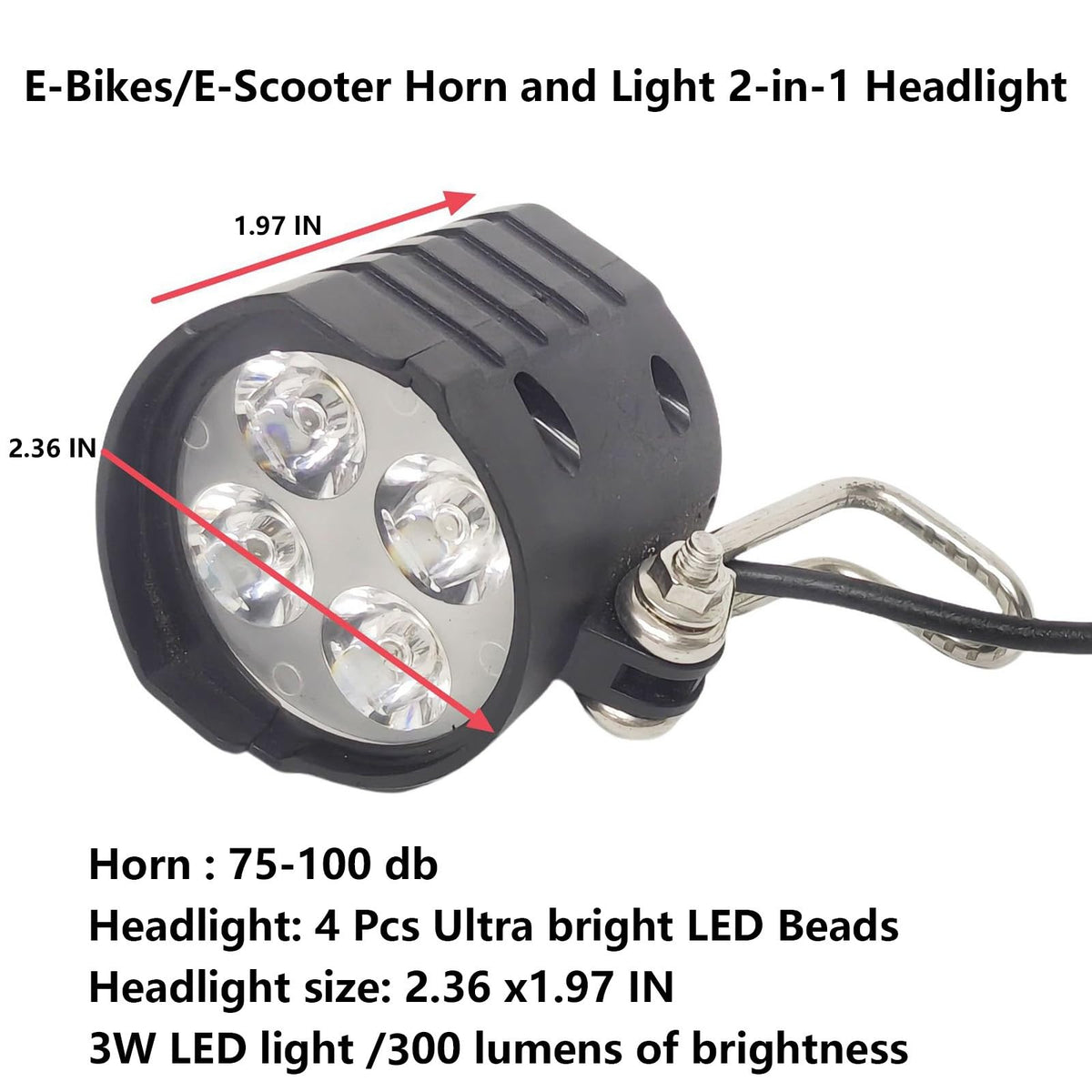 E-Bike LED Headlight with Horn 36V 48V