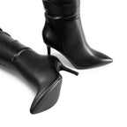 Women High Stilettos Heels Over The Knee Boots,Black-Pu,9.5