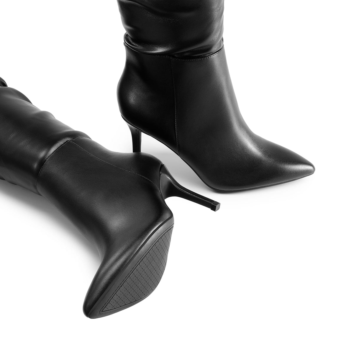 Women High Stilettos Heels Over The Knee Boots,Black-Pu,9.5