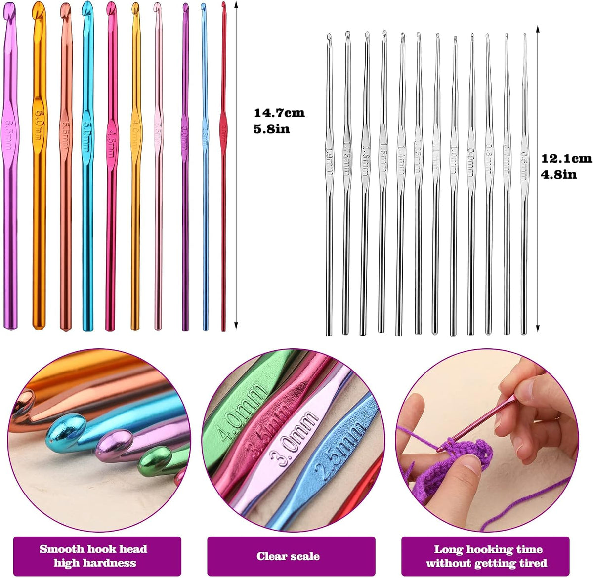 Crochet Hooks Set, 66Pack Crochet Needles Set Ergonomic Crochet Hooks | Crochet Needles for Yarn with Storage Case