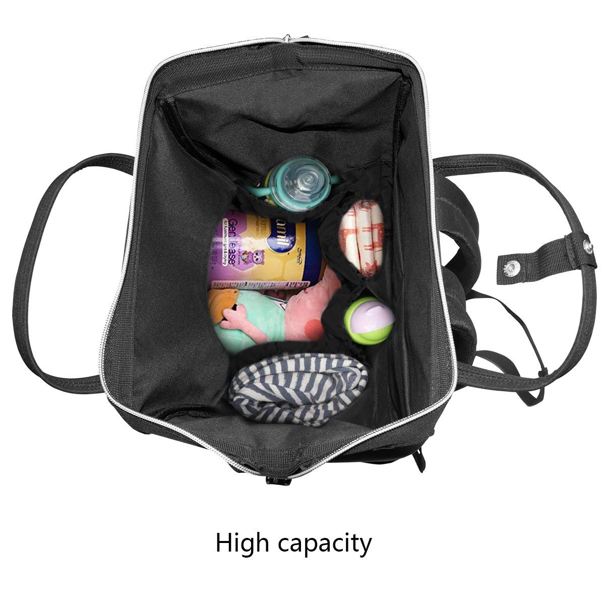 Black Gray Bats Diaper Bag Travel Backpack Large Capacity Multi-Function Zipper Casual Travel Backpacks for Mom Dad