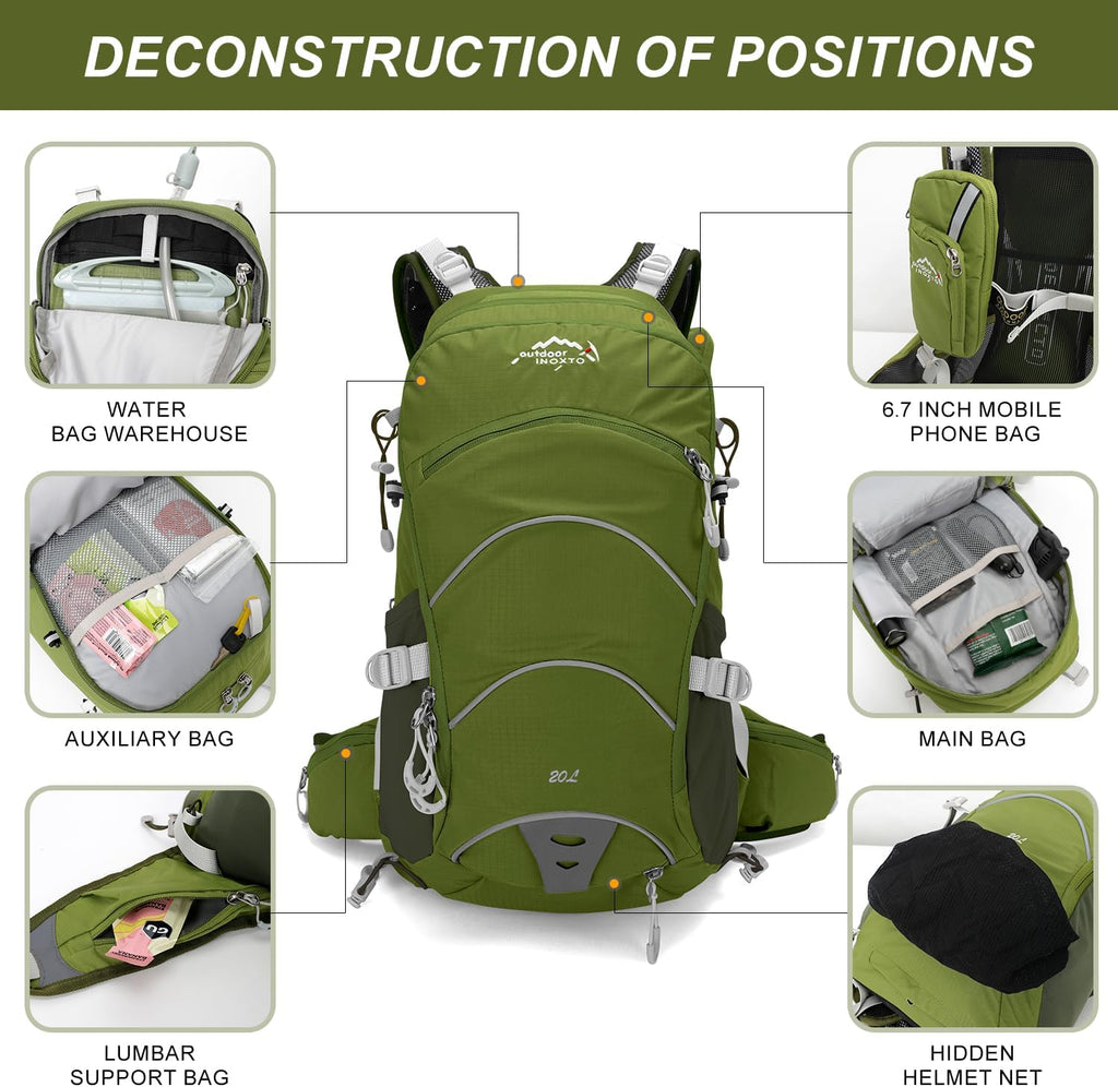 20L Hydration Backpack, Waterproof Hiking Internal Frame Backpacks with 2L Hydration Water Bladder and Rain Cover for