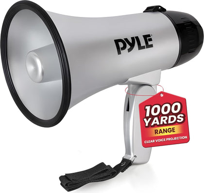 Portable Megaphone Speaker Siren Bullhorn - Compact, Battery Operated, 20W Power, Microphone, 2 Modes, PA Sound, 1000