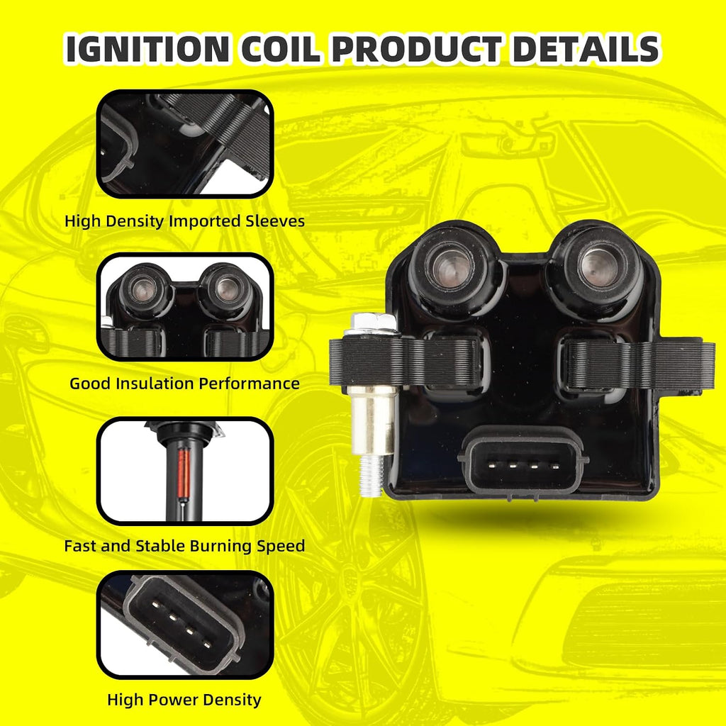 Set of 1 Ignition Coils Pack UF566 22433-AA500 & 4 PCS Iridium Spark Plugs with Wire Set Compatible with Subaru
