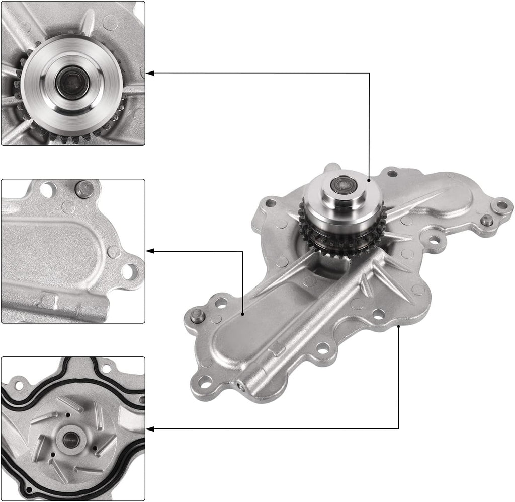 AULINK AT4E8501CA Water Pump W/Double-Row Sprocket) 3.5L 3.7L For Ford Edge