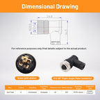 M12 Aviation Connector,4pcs 5-Pin Female Right Angle Socket Panel A Code Field Wireable IP67 Waterproof Industrial Circular Connector