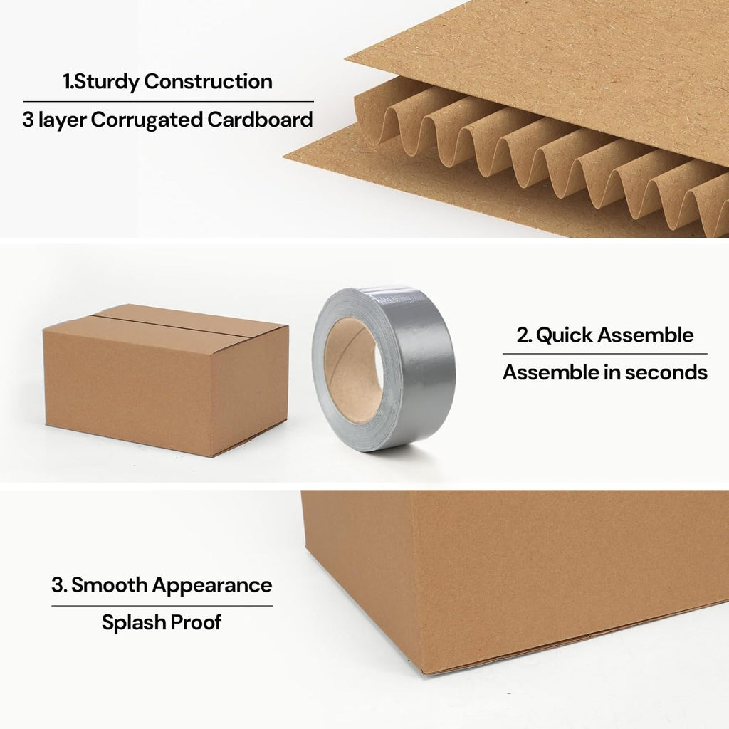 30 Pack 8x6x4 Shipping Boxes Brown, Small Corrugated Cardboard Box for Mailing, Packaging Small Business, Kraft