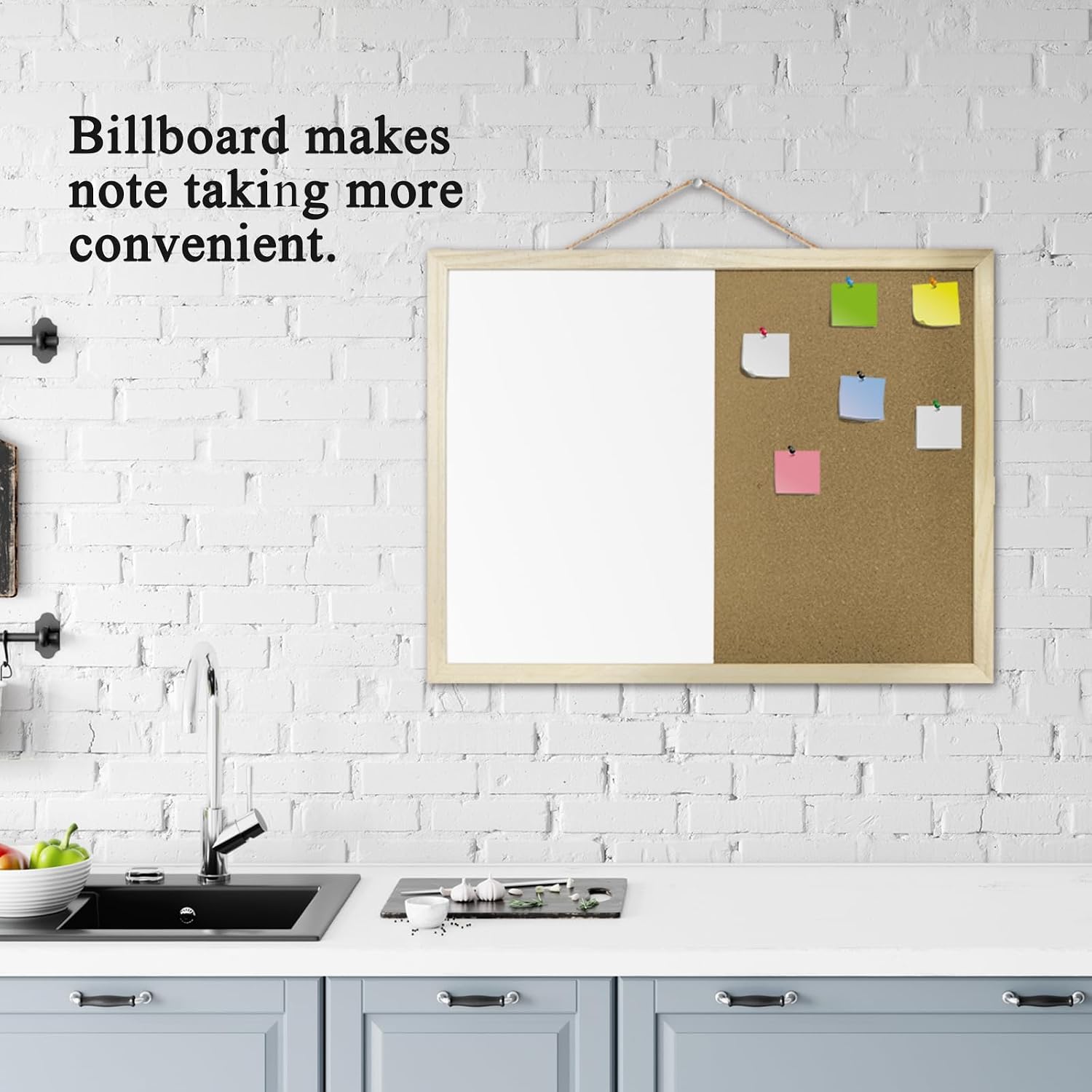 16.5 x12.6 Inches Dry Erase Cork Bulletin Combination Board, Notice Memo Wall Mounted Vision for Home, School and