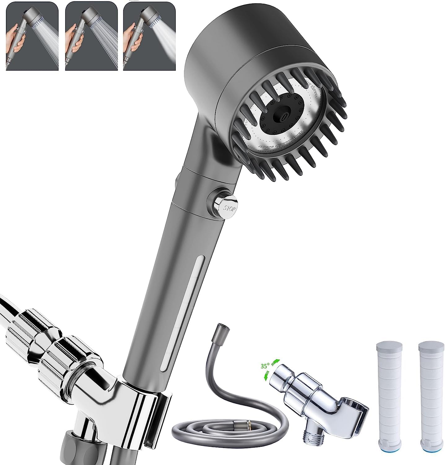Shower Head with Handheld, Shower Heads High Pressure, High Flow Even with Low Water Pressure-Hand Held Showerhead