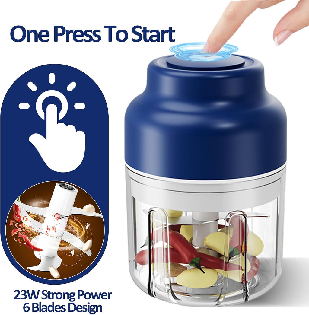 Upgrade Electric Garlic Chopper, Electric Mini Food Processor Portable Veggie Cutter Chopper, USB Rechargeable