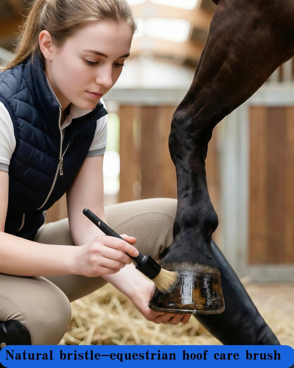 Hoof Oil Brush for Horses, 2 Pack Natural Hoof & Face Brush with Cap