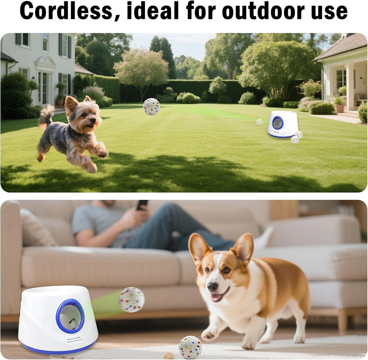 Automatic Ball Launcher, Hands‑free Dog Ball Thrower, Adjustable Distance Dog Fetch Machine (19-45FT), Suitable for