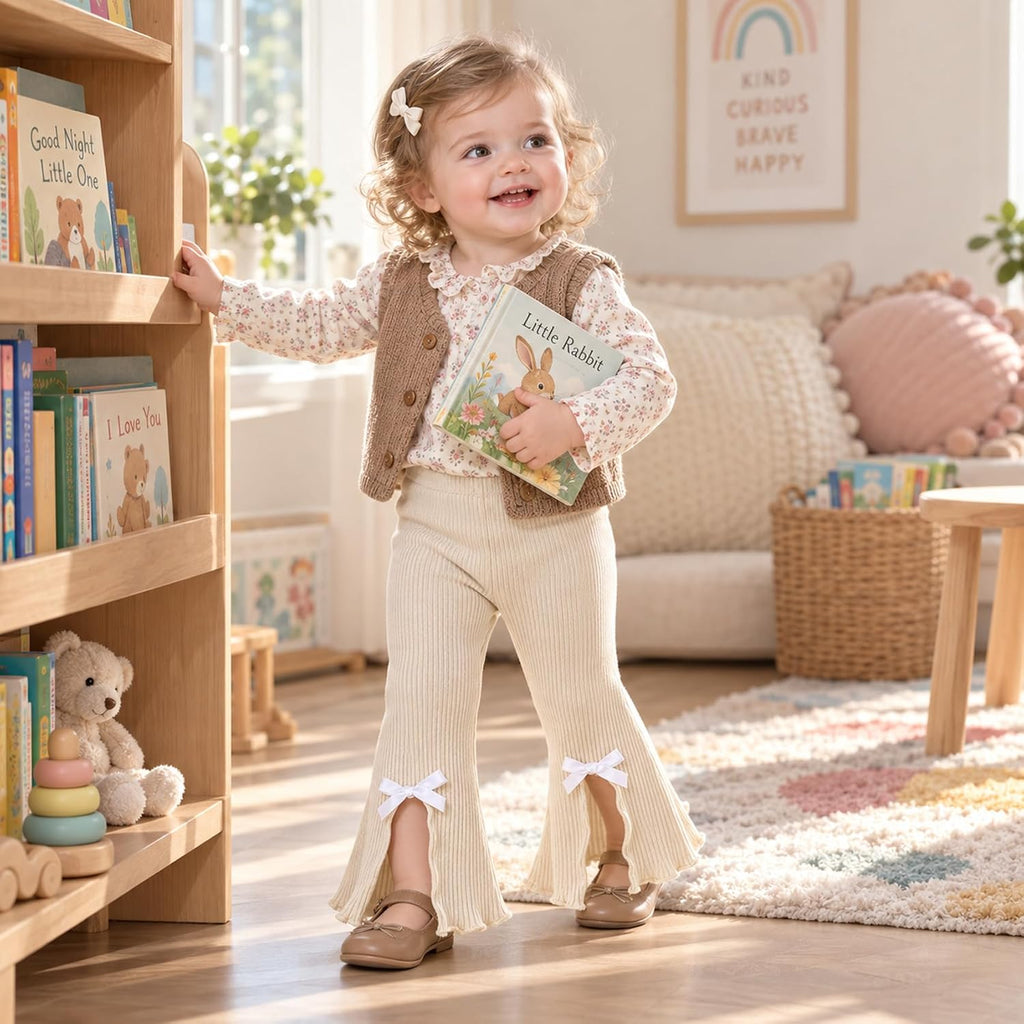 Baby Girl Flare Pants 3 Pack Ribbed Toddler Bell Bottoms 6M-3T