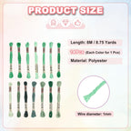 14 Skeins Embroidery Floss Polyester Multicolored Emerald Green