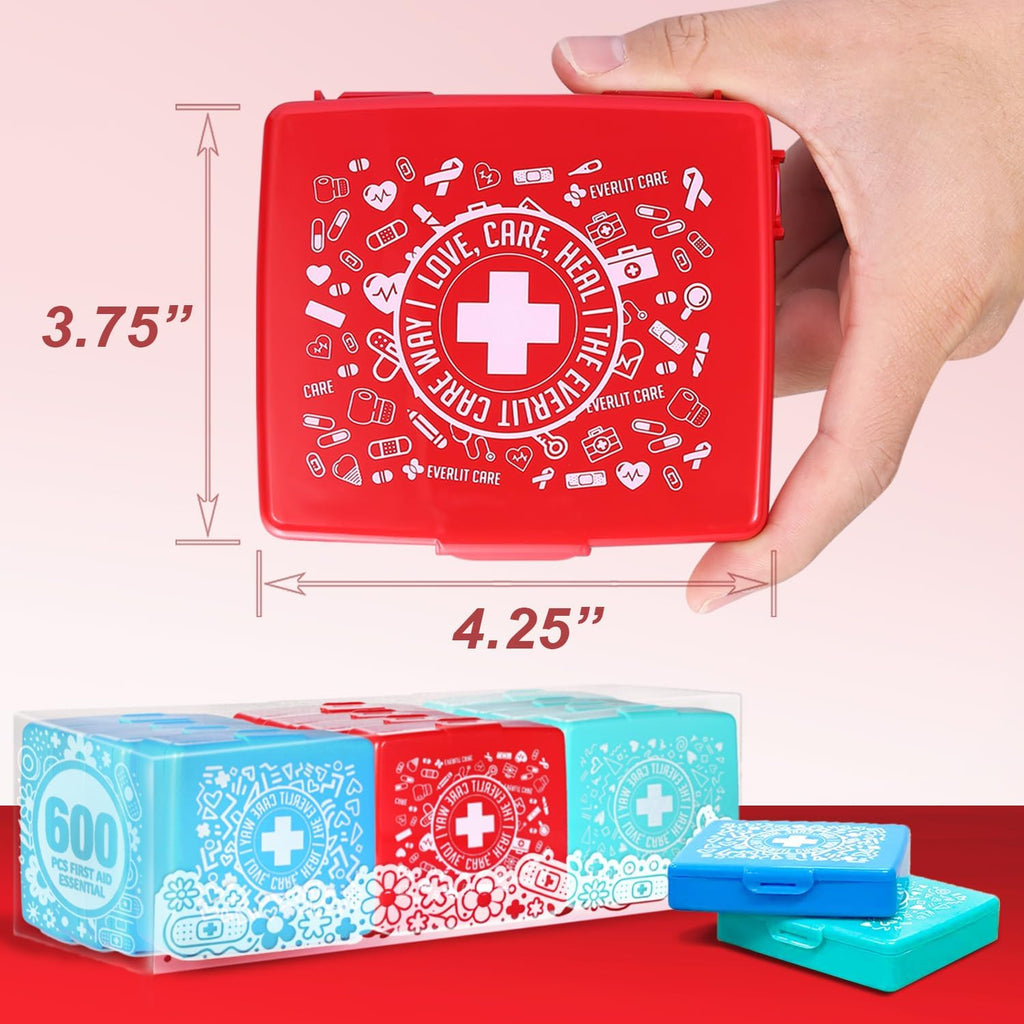 EVERLIT Pocket-Aid Mini First Aid Kit | Compact, Portable Hard-Shell Cases of 50 Items | Cuts, Scrapes, Wound Care