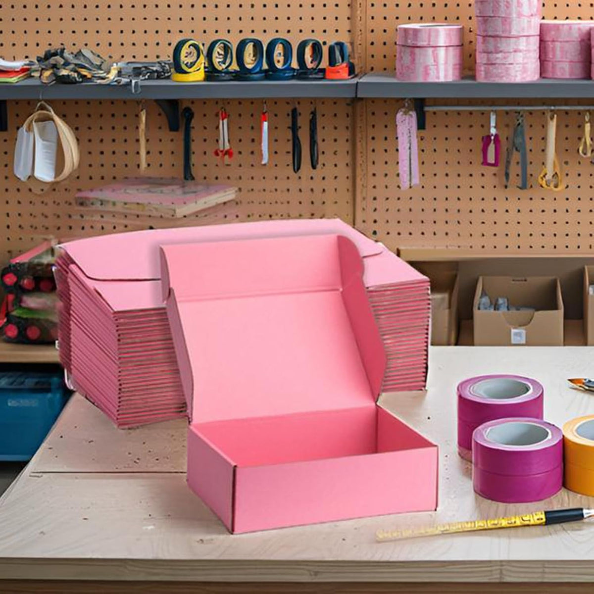 Pink Shipping Boxes 10x8x3 Inches, 20 Pack