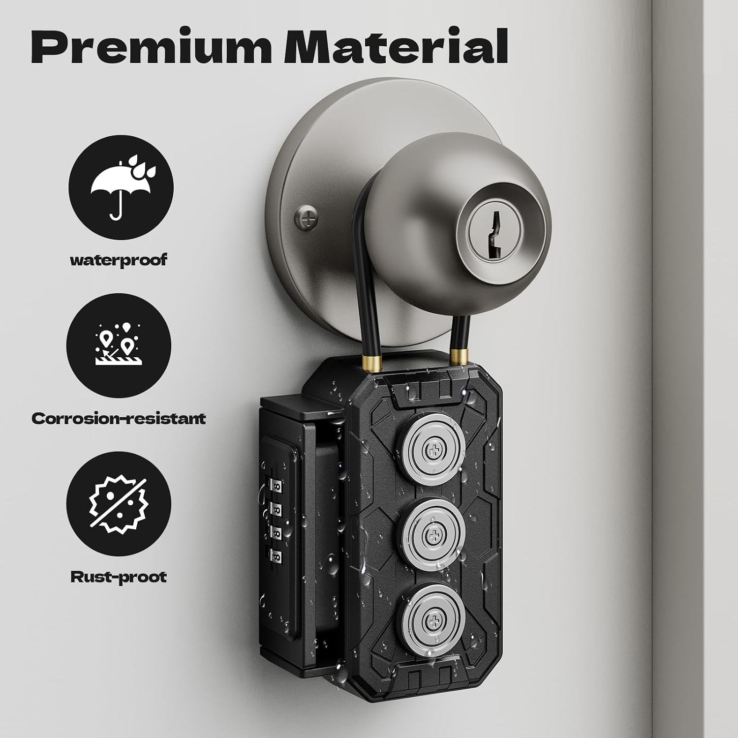 Magnetic Key Lock Box with Removable Cable Shackle Indoor Outdoor Waterproof 4 Digit Combo Resettable Code,Key