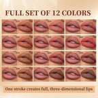 12 Colors Matte Velvet Lip Liner Set, Highly Pigmented Lip Liner Pencil, Long Lasting Waterproof Non-Smudging Natural