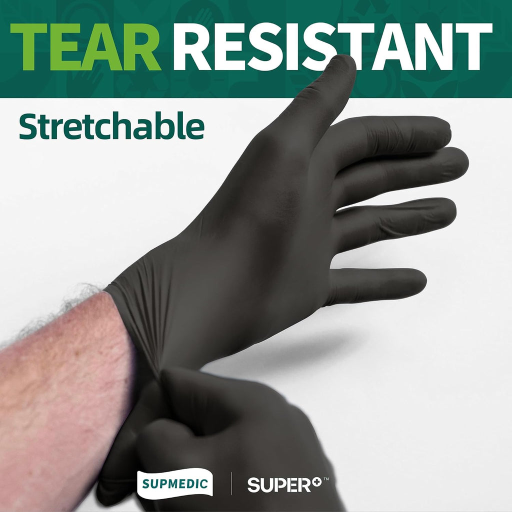 Vinyl Disposable Exam Gloves, Black 4Mil Powder-Free Latex-Free Medical Food Safe Cooking Cleaning Glove 100 &1000Ct