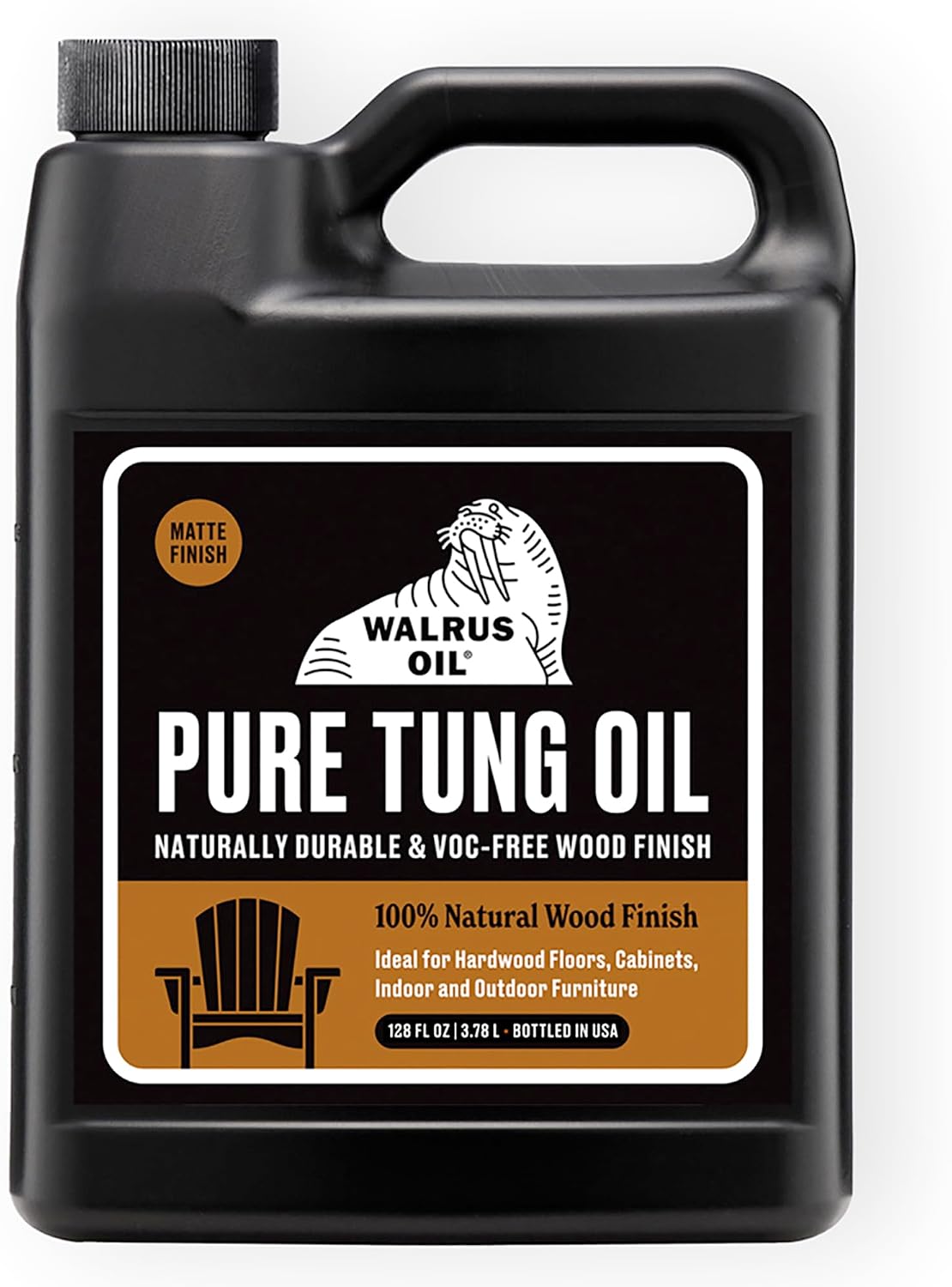 100% Pure Tung Oil, Wood Finish for Any Woodworking Project, Natural, VOC-Free. 128oz / 1 Gallon Jug