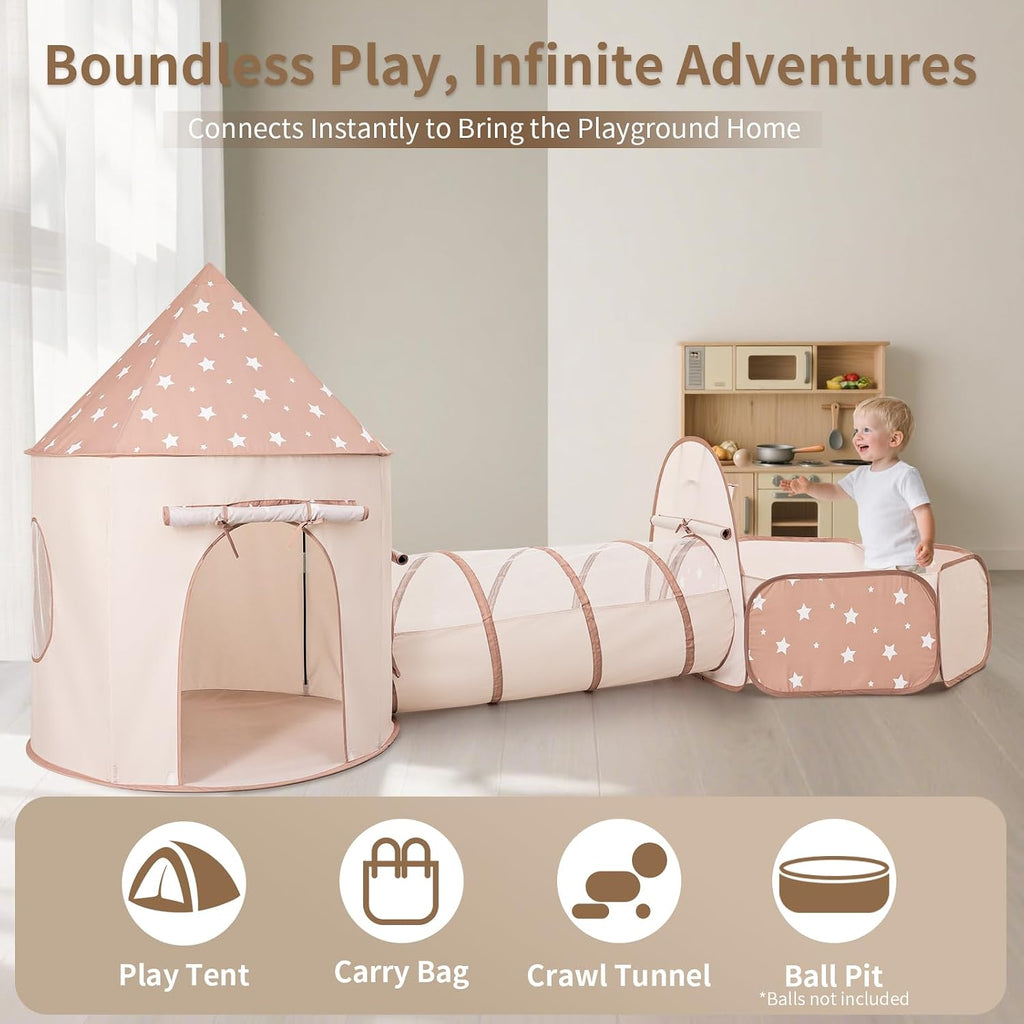 Kids Tent with Crawl Tunnel: Ball Pit for Toddlers - Ball Pit Tunnels for Young Children - Pop Up Baby and Toddler