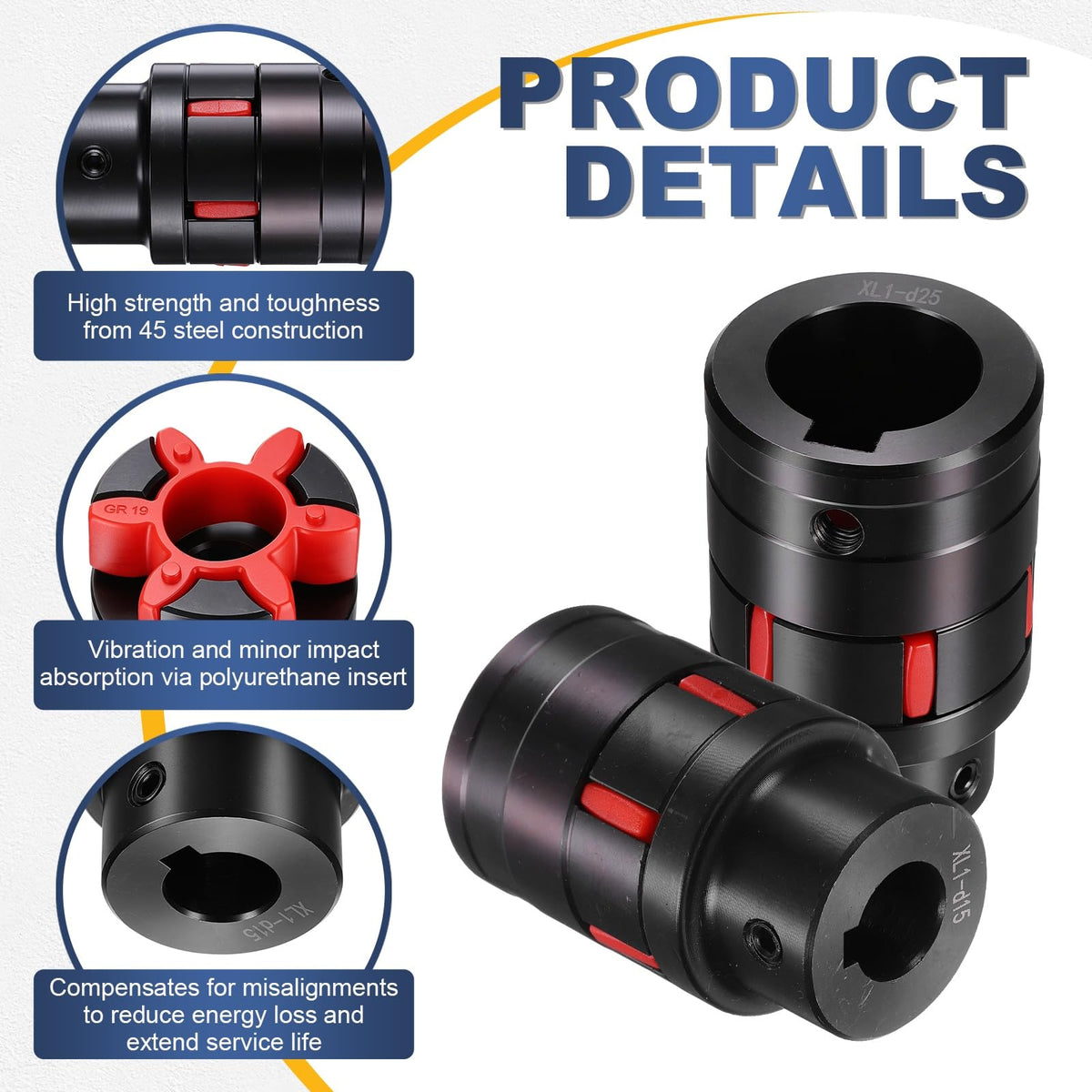 MECCANIXITY XL1 Type Flexible Elastic Shaft Coupling 15mm to 25mm Bore