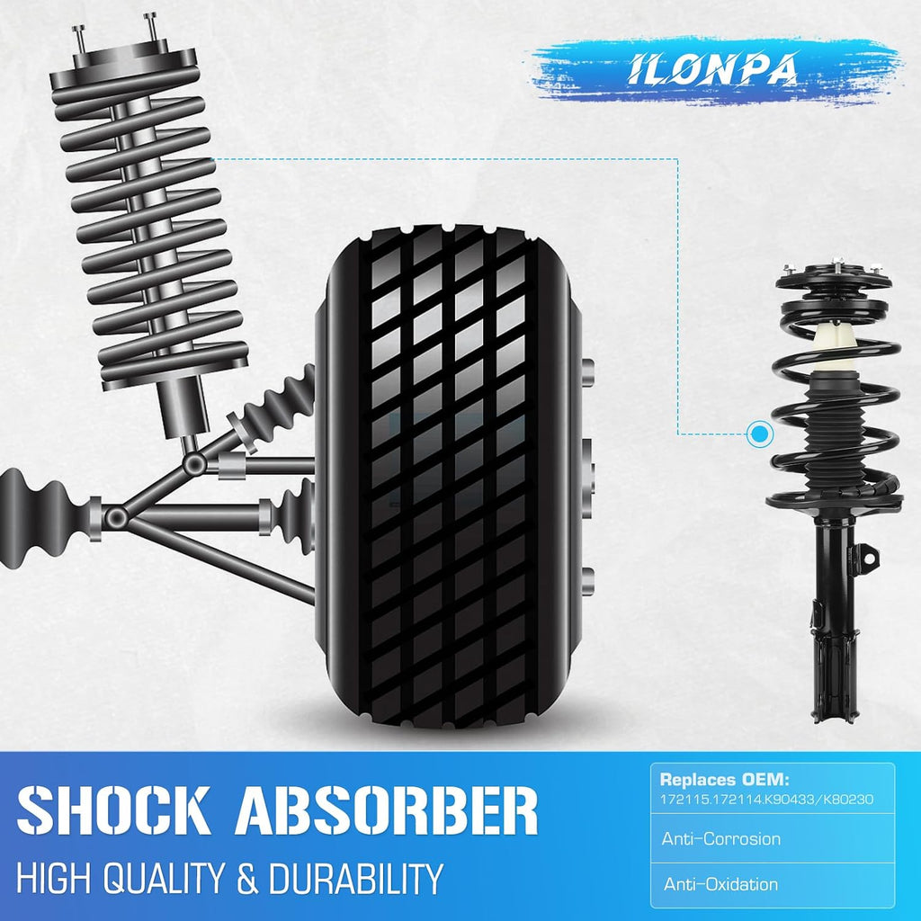ILONPA (4) Front Struts Shock & Sway Bar Links for 2003-2008 Toyota Corolla