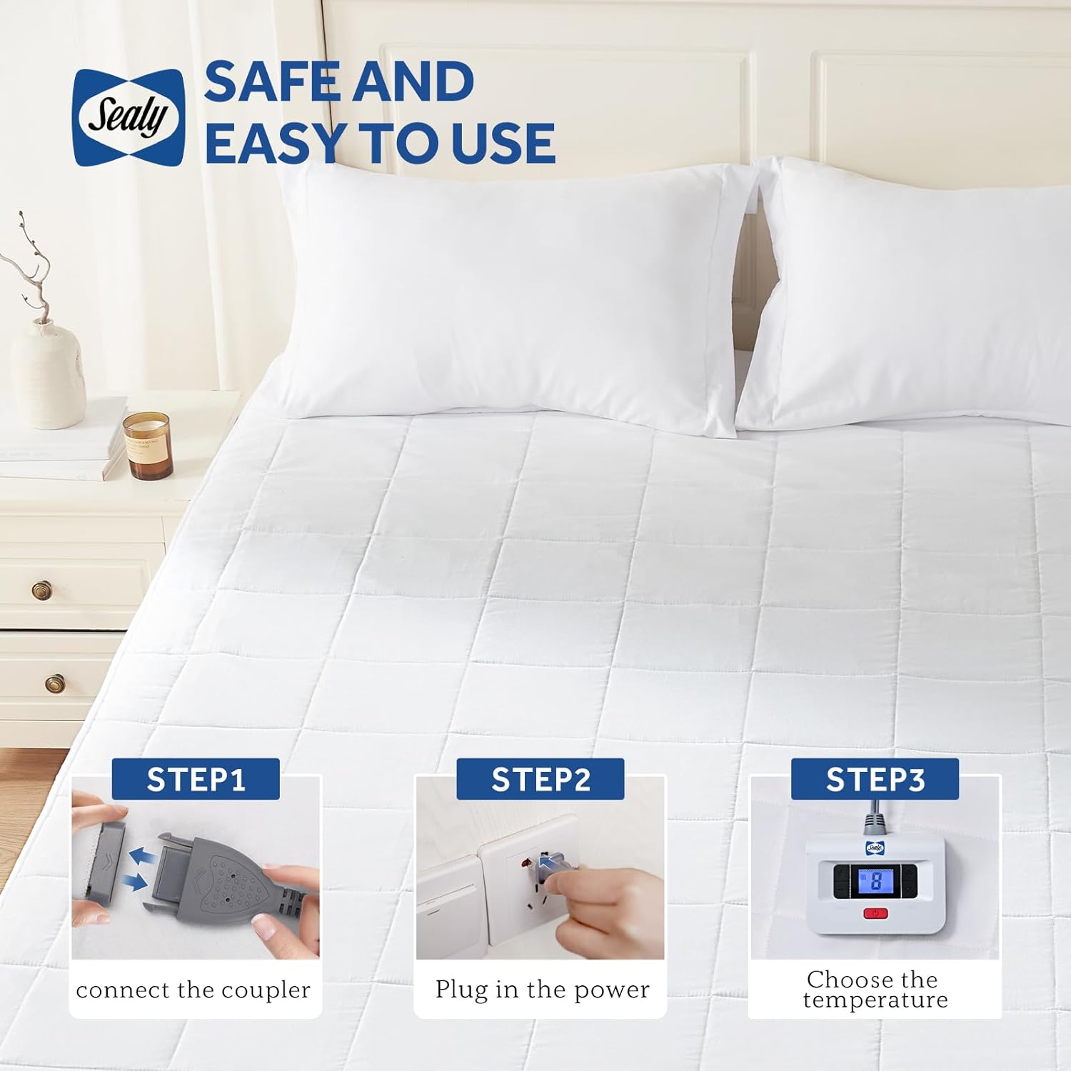 Electric Mattress Pad Twin Size 10 Heat Settings Machine Washable | Heated Mattress Pad 39"x75" Bed Warmer with