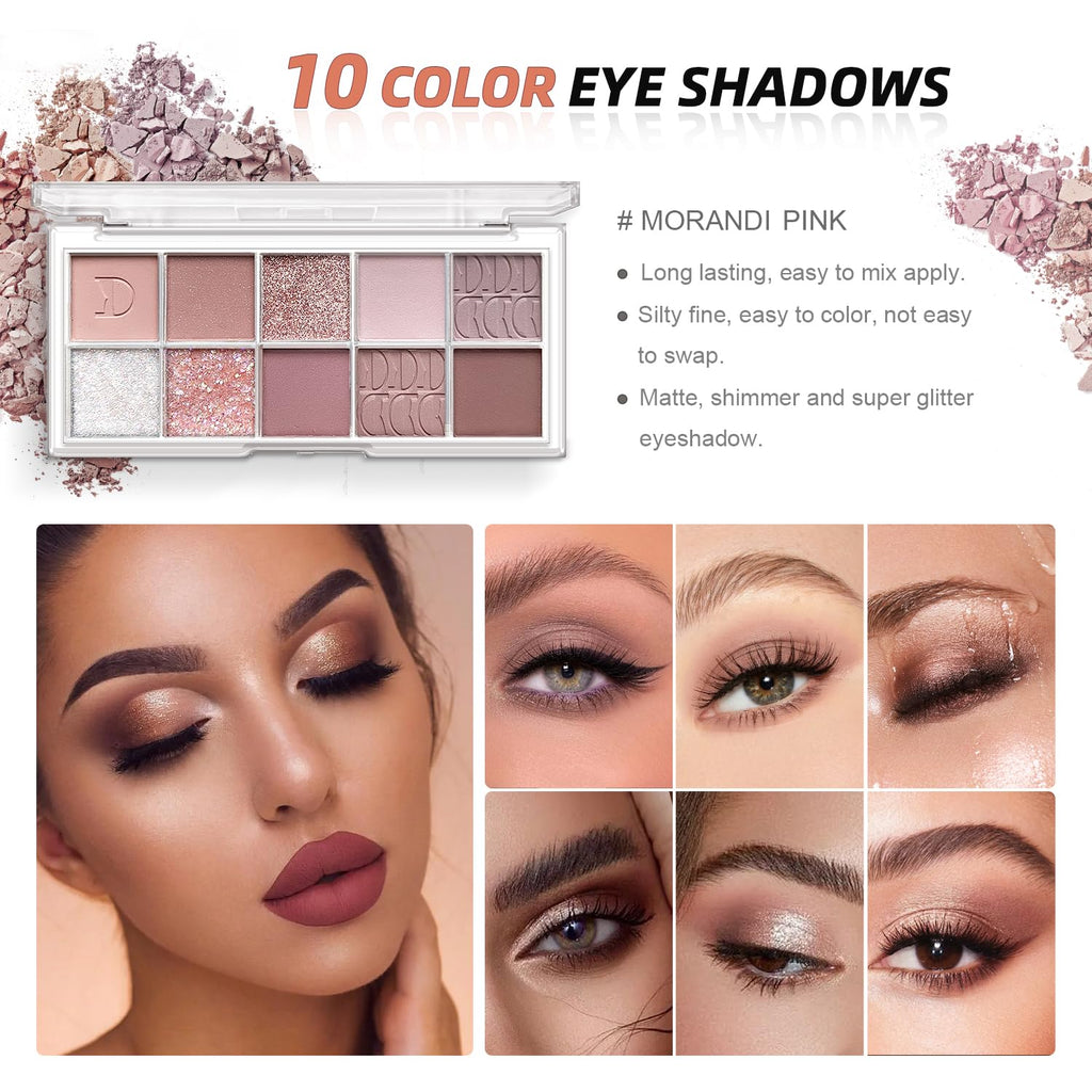All in One Makeup Kit - Set for Women, Girls & Teens, Include 10 Colors Eyeshadow Palette, Lip Gloss, Eyebrow