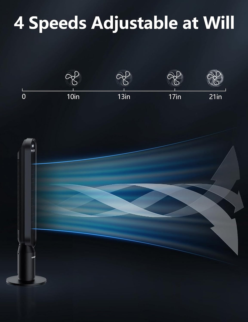 Tower Fan for Bedroom, 42 Inch Quiet Floor Fan with 135° Vertical 90°Oscillation Fans for Indoors, 4 Modes, 4 Speeds