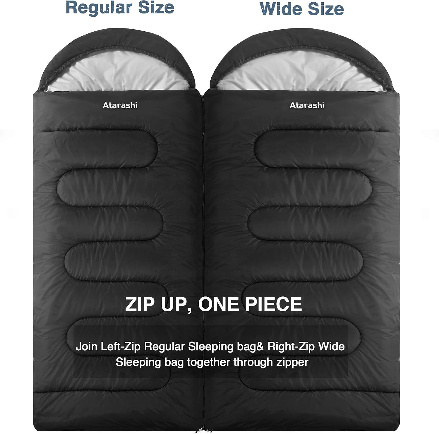 Camping Sleeping Bag- 4 Seasons for Adults, Light, Warm, Extra-Large with Compression Sack- Great for Hiking