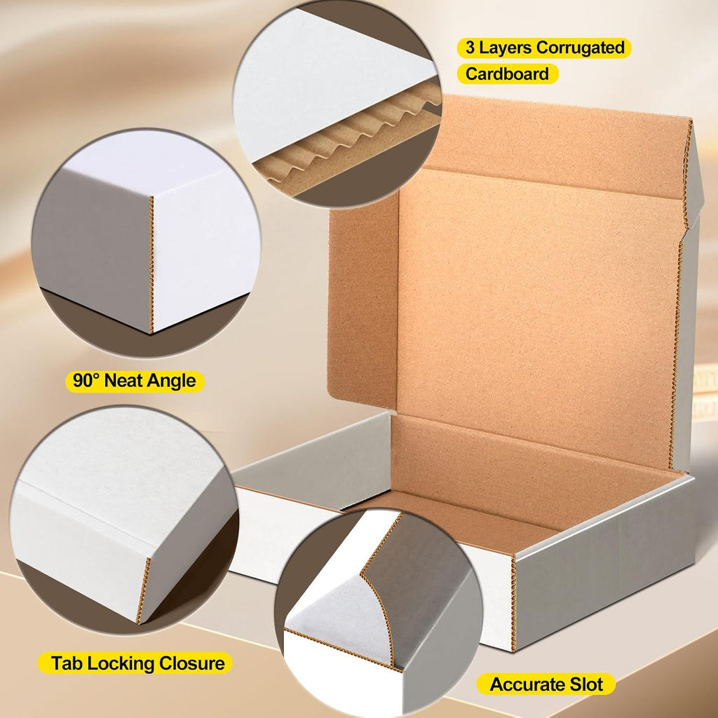 9x6x2 inches Shipping Boxes Set of 50, White Corrugated Cardboard Boxes Literature Mailer Boxes Gift Boxes Small