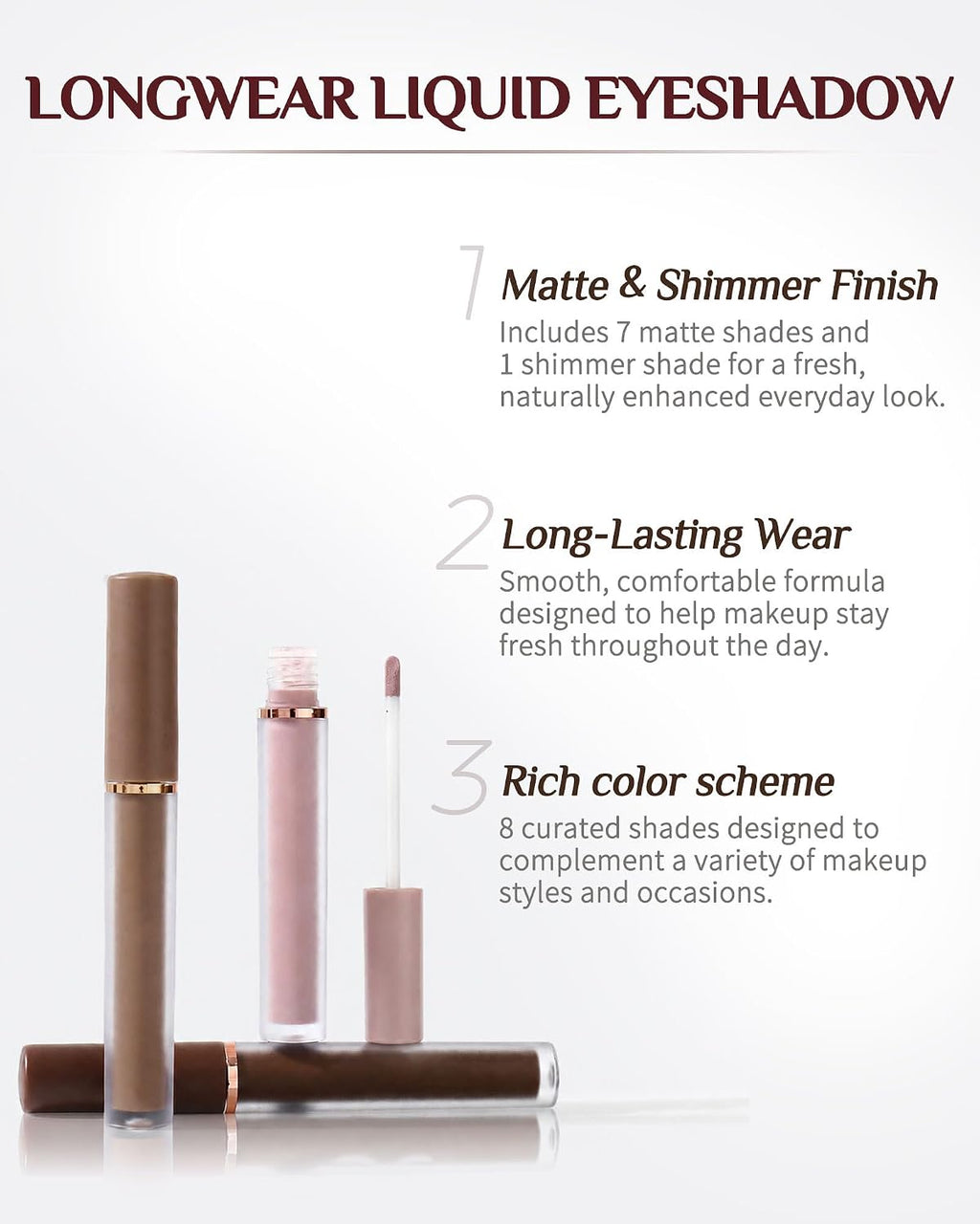 8 Colors Matte Liquid Eyeshadow Set, Neutral Nude Shades