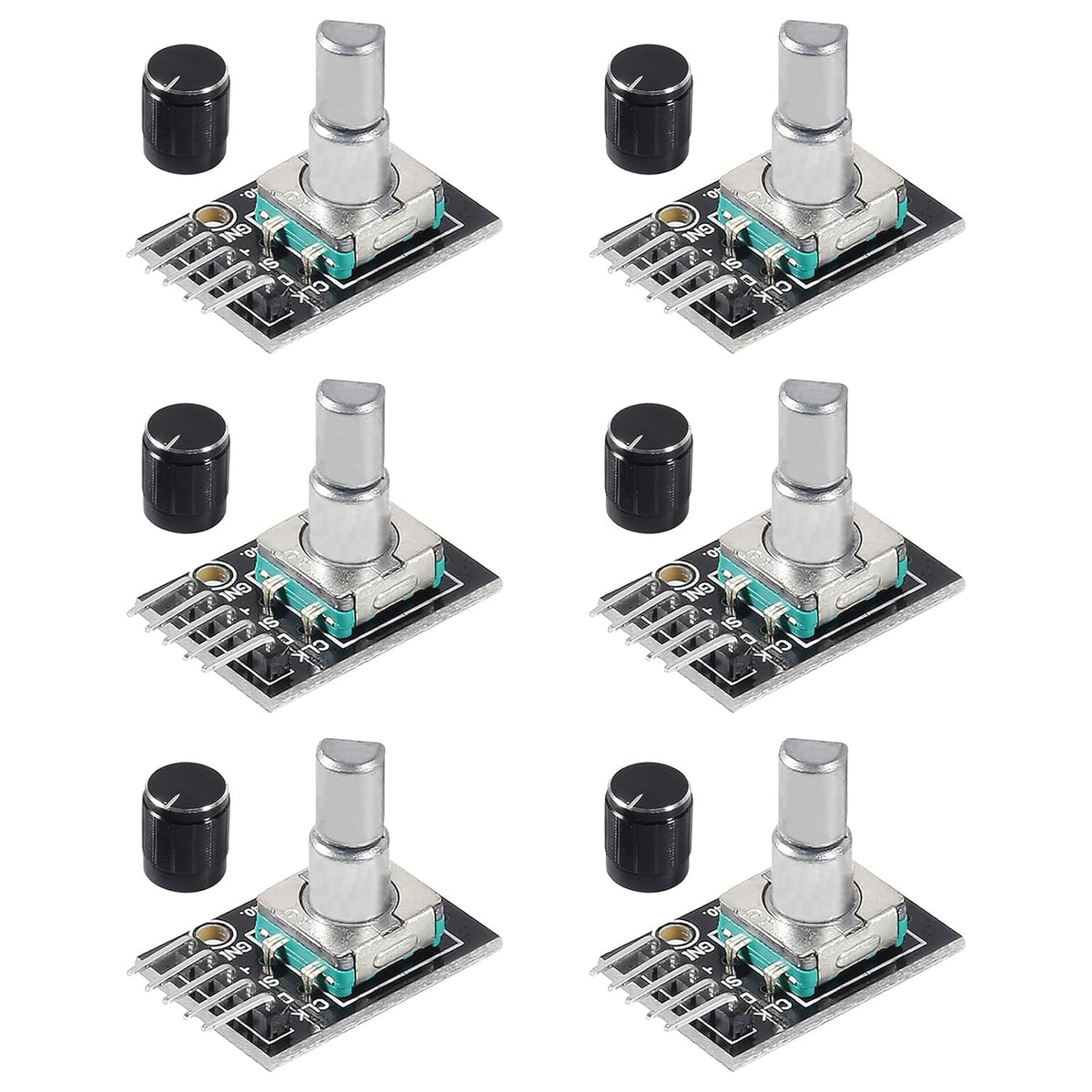 6pcs KY-040 Rotary Encoder Module 360 Degree Switch Encoders with Knobs Cap Brick Sensor Modules
