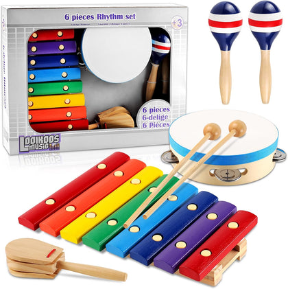 Kids Musical Instruments Montessori Wooden Toys for Toddlers,Percussion Instruments Set for Kid Preschool Educational