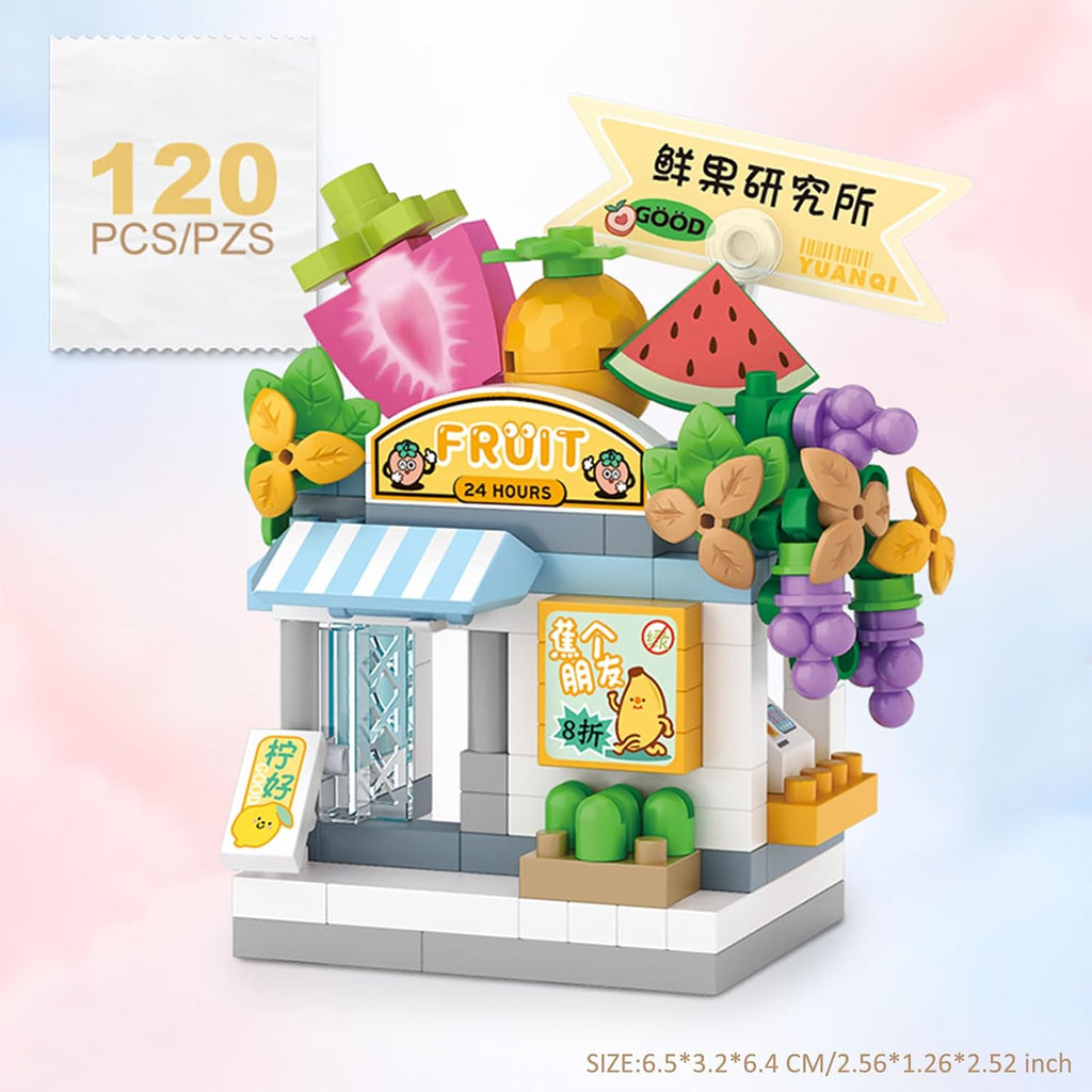 4 PCS Mini City Shop Street View Building Blocks Set,Simulation Architecture Collection Particle Construction