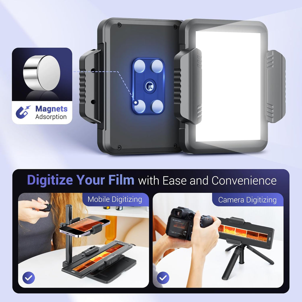Mobile Film Scanner Digitizer Set for 35mm 120 Negative Film to Digital, with 11 Level LED Backlight & Phone Clip &