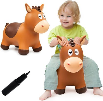 Bouncy Horse for Toddlers 1-3, Inflatable Ride on Bouncy Animal Hopper Toys for 1 2 3 4 5 Year Old Girl Boy Kids