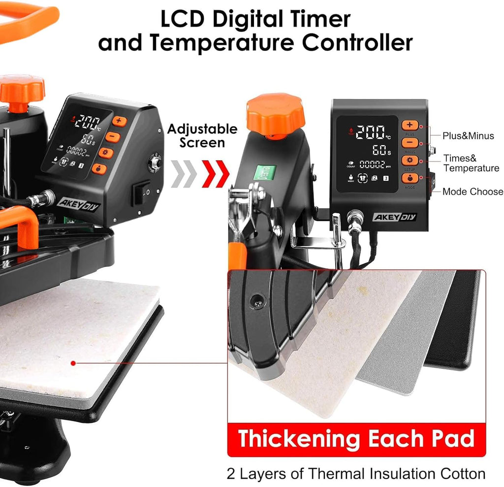 Upgraded Heat Press Machine 8 in 1 Combo,Digital Multifunction Shirt Press Machine for T Shirts12 X15 Sublimation
