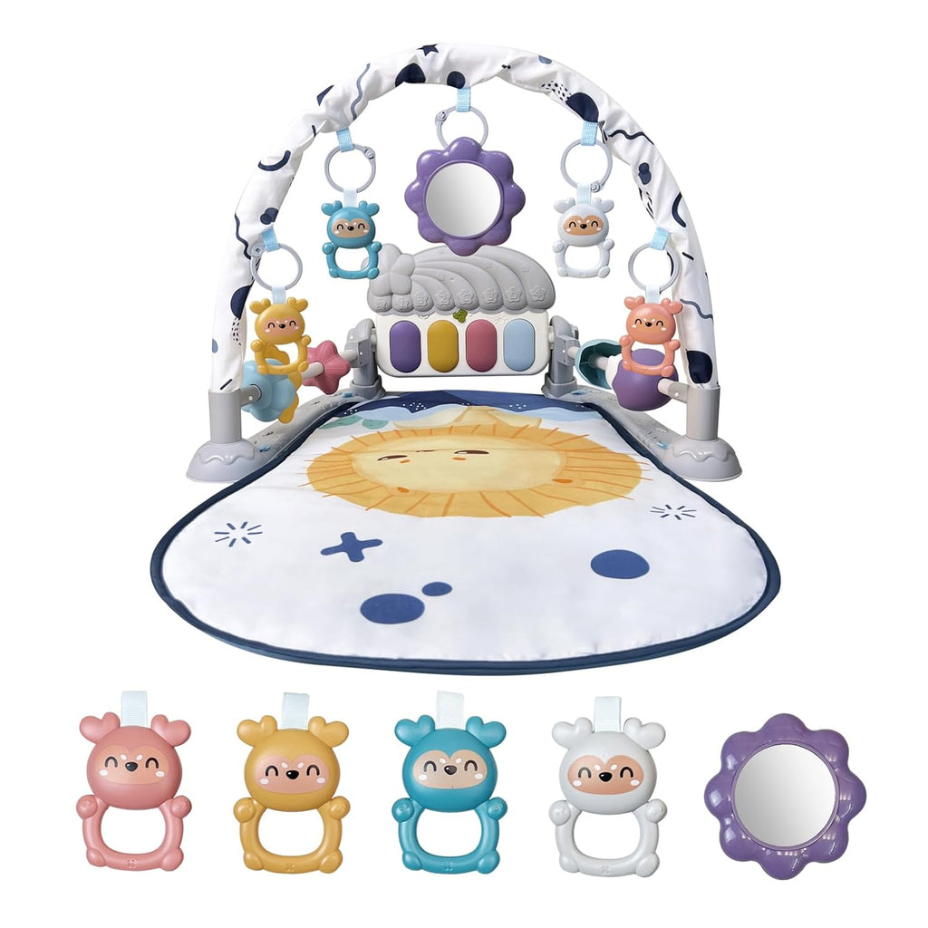 Baby Play Gym Mat, Baby Gym Activity Center, Kick and Play Piano with Music and Light, Tummy Time Toys for Newborn