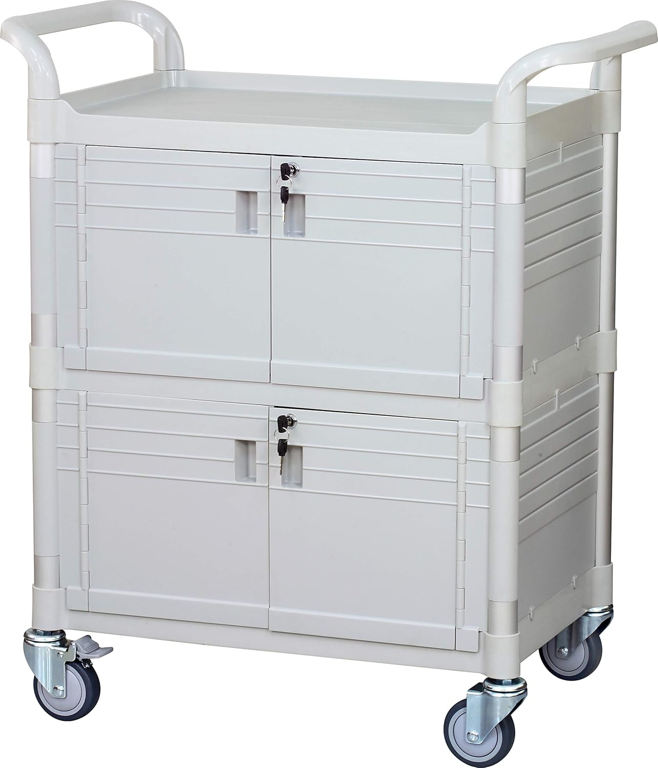 Equip Large Lockable Medical Cart 3 Shelf Hospital Cart Overall Size L34.43xD19.69 inch, JBG-3D2, 606 lbs Load Cap.
