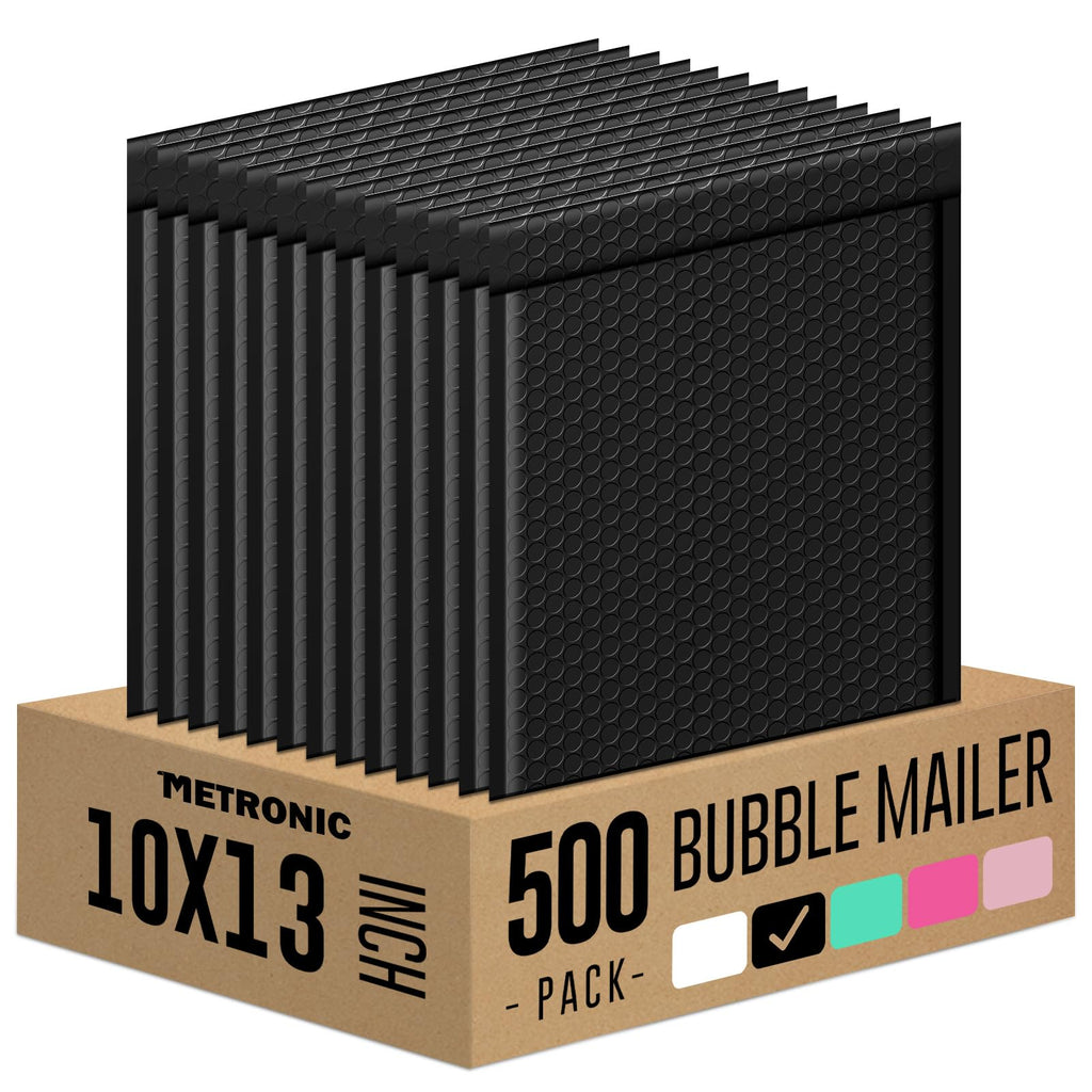 Bubble Mailers 10x13" Padded Envelopes Black 500Pack Waterproof