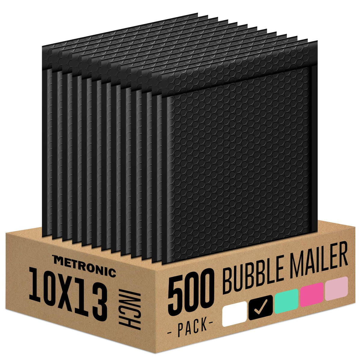 Bubble Mailers 10x13" Padded Envelopes Black 500Pack Waterproof