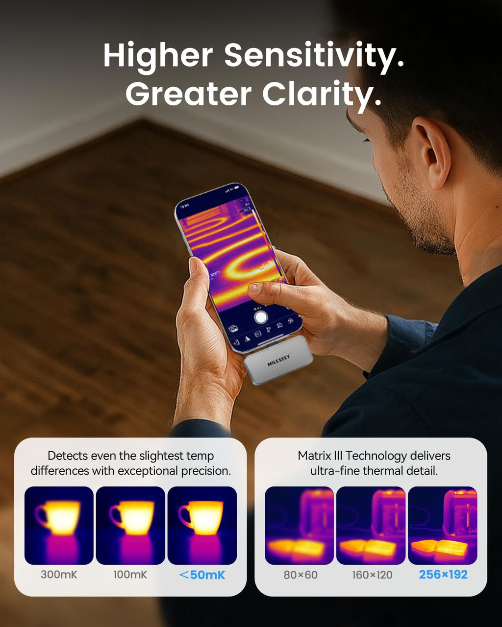 TR256i Thermal Imaging Camera for iOS (iPhone 17/16/15 and iPad w/USB-C), 512×384 Super Resolution Infrared Camera