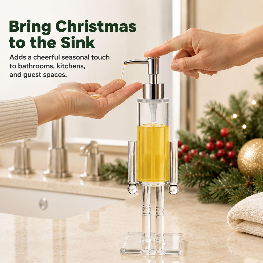 Nutcracker Soap Dispenser Clear, Acrylic Christmas Soap Dispenser (3Pcs)
