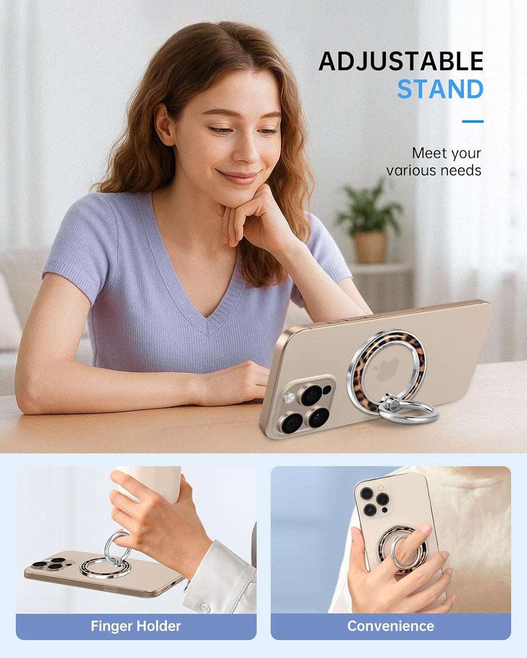 Magnetic Phone Ring Holder with MagSafe - Magnetic Phone Grip MagSafe Ring Holder Magnet Removable Cell Phone Stand