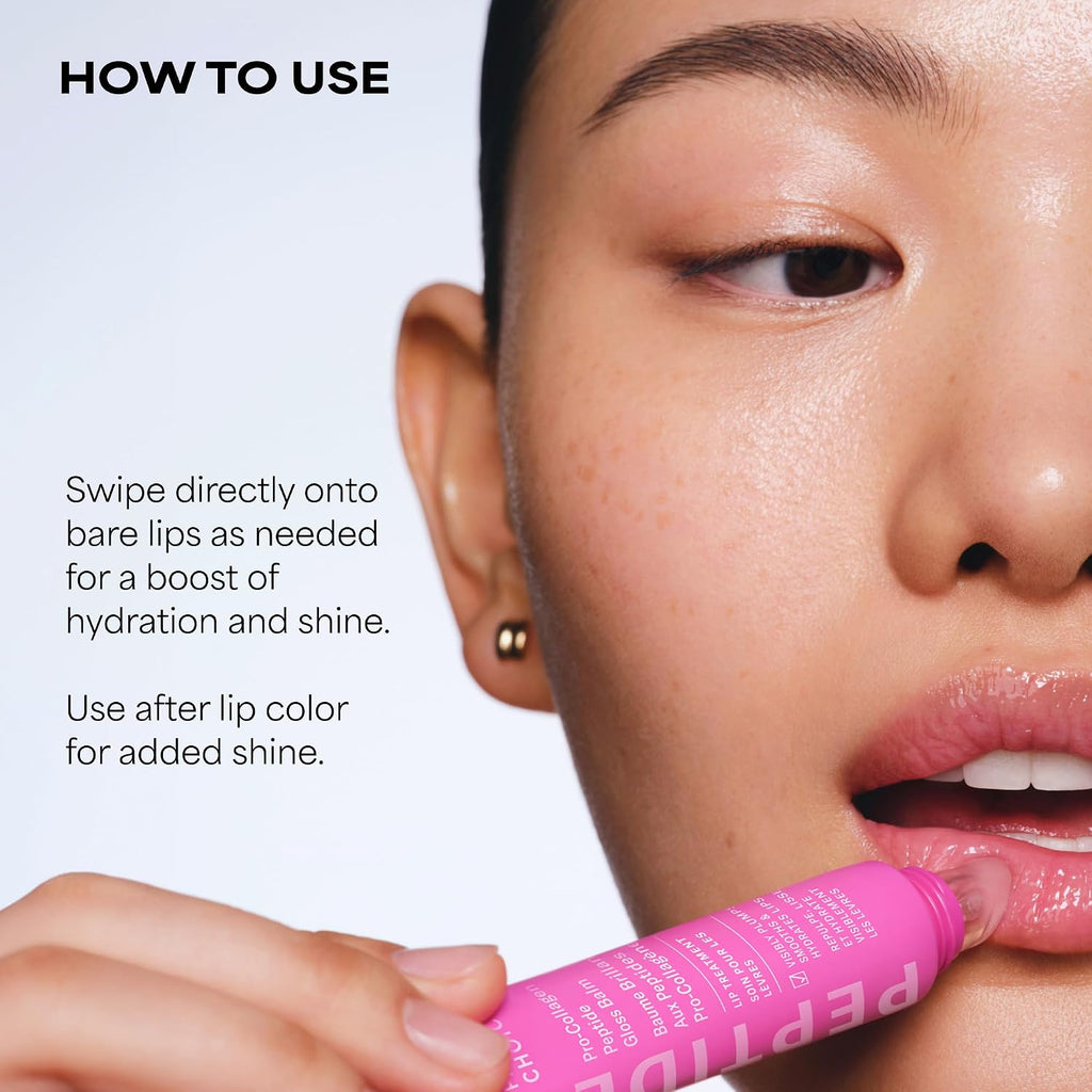 Pro-Collagen Peptide Gloss Lip Balm, Hydrates & Smooths Lips, Sheer & Glossy Finish for Fuller Lips, Sheer Tint