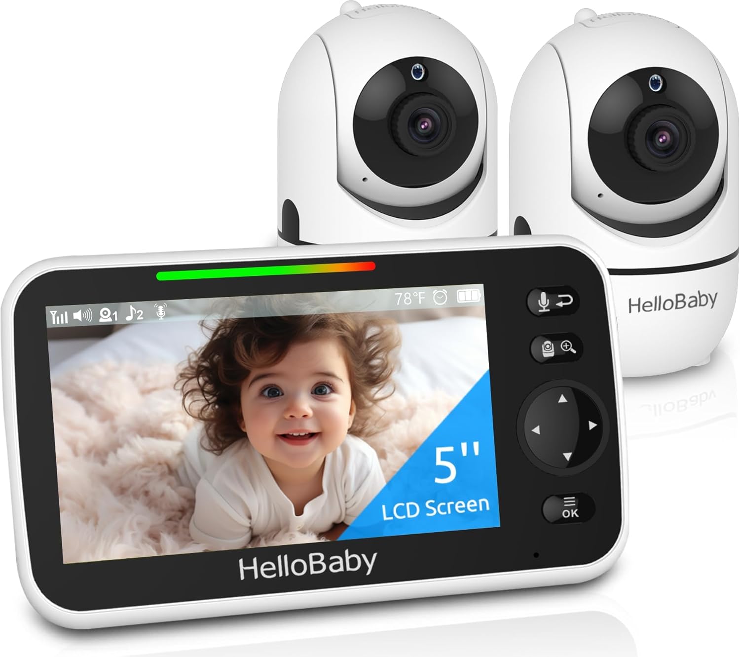 No WiFi Baby Monitor 2 Cameras and Audio HB6550, 5" Video Screen | Trusted by 10M+ Families, Private No-WiFi, 2-Room
